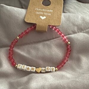 Handmade Pink Beaded ‘Fear Not’ Bracelet